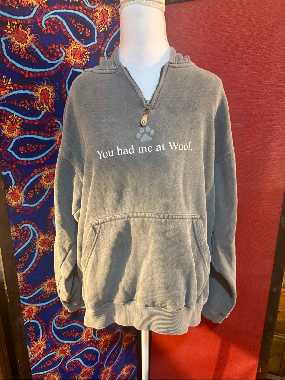“YOU HAD ME AT WOOF” sweatshirt